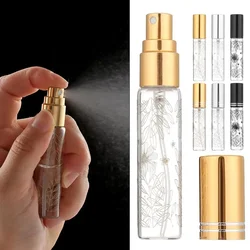 10ml Glass Perfume Bottle with Metal Spray Leaf Print Empty Cosmetic Bottles Atomizer Refillable Glass Vials Флакон Для Духов