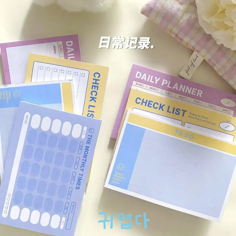 Korean Ins Style High Value Time List Series Note Book Plan Clock in Hand Account Material Message Paper Notepads Memo Pad