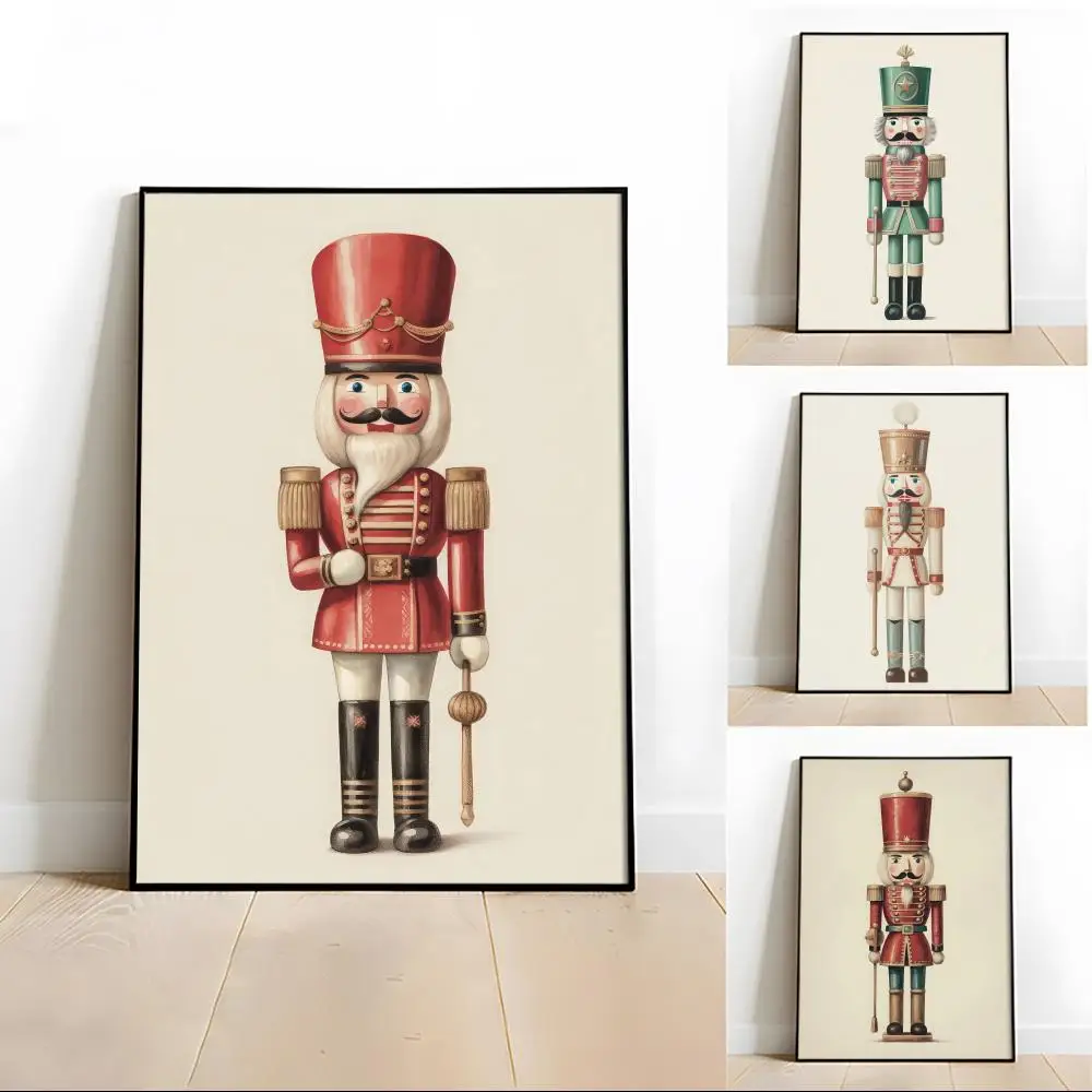 Nutcracker Christmas Vintage Painting Calligraphy Wall Art HD Canvas Oil Painting Posters Prints Home Bedroom Decor Gift