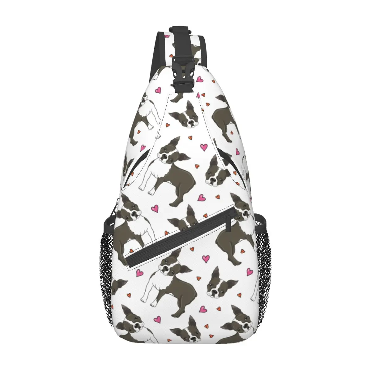 Boston Terrier Dog And Hearts Sling Bags Merch For Men Woman Street Belt Bag