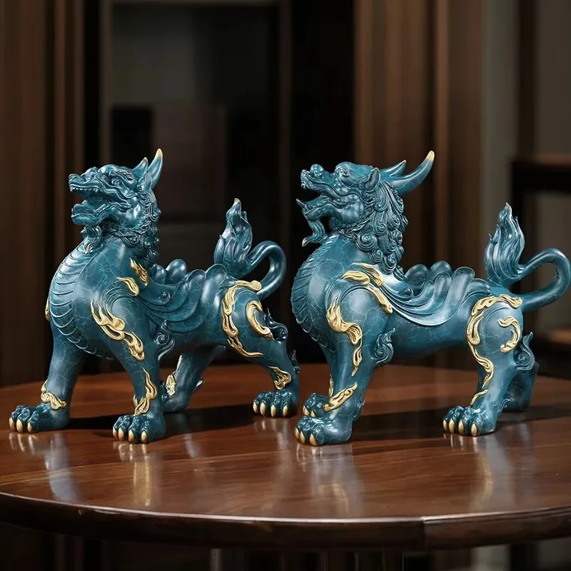 

Китайская латунь фэншуй Pi Yao богатство Guardian орнамент твердое золото Pixiu деньги магнит домашний офис декор