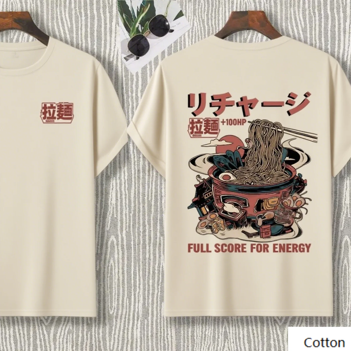 

Бавовняная футболка с эмбленизированным текстом Ramen и японским текстом для любителей еды, модная брендовая футболка из чистого хлопка с принтом, унисекс с короткими рукавами