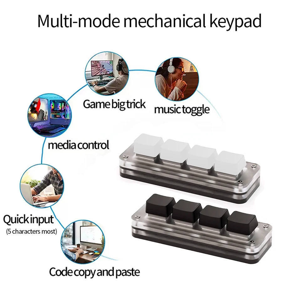 لوحة مفاتيح ميكانيكية ماكرو صغيرة 3/4/6 مفاتيح USB RGB ألعاب مخصصة برمجة لوحة مفاتيح محمولة مفتاح مبادلة ساخن لموسيقى فوتوشوب