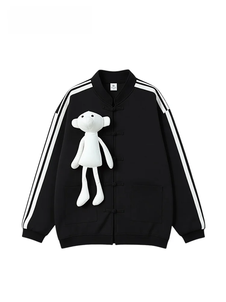 

plus Size Women's Long Sve Stand Collar Jaet Autumn Winter New Sle Slimming Meat Covering College Sle Top