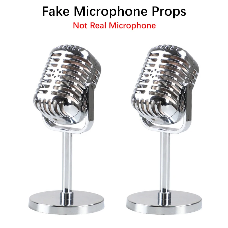 1x 2x Plastic Simulation Microphone Props  Mic Stage Performance Photography Prop Home Party Decoration Ornament