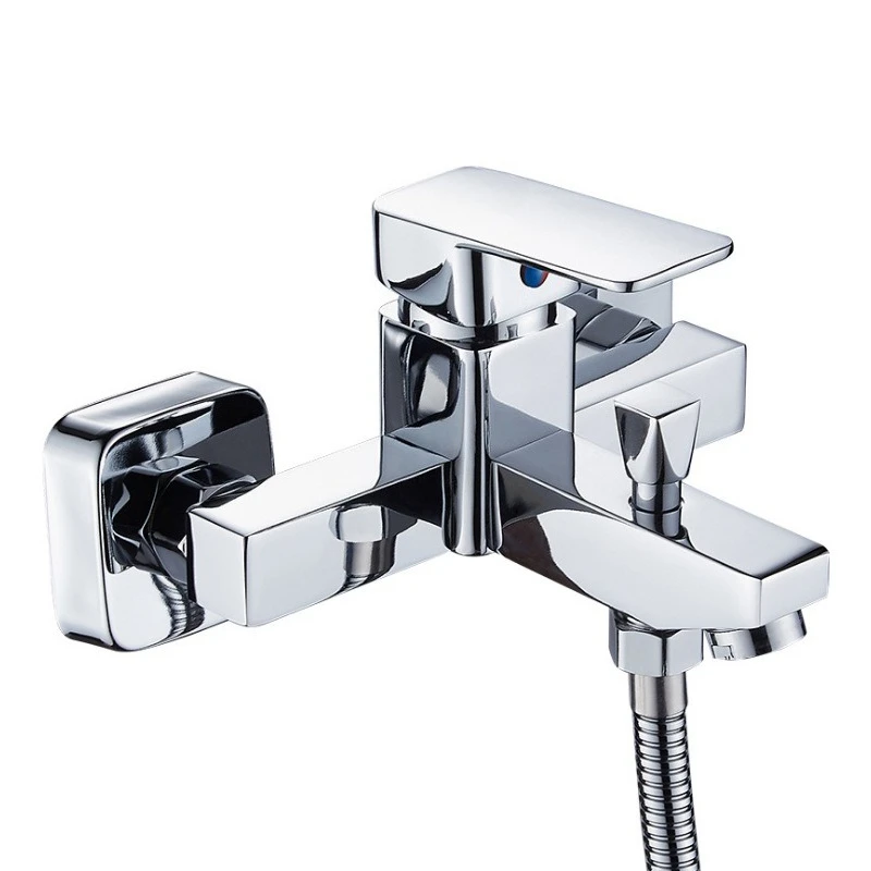 

Квадратный смеситель для ванны и душа, смеситель для ванной комнаты с медным покрытием, смеситель для раковины