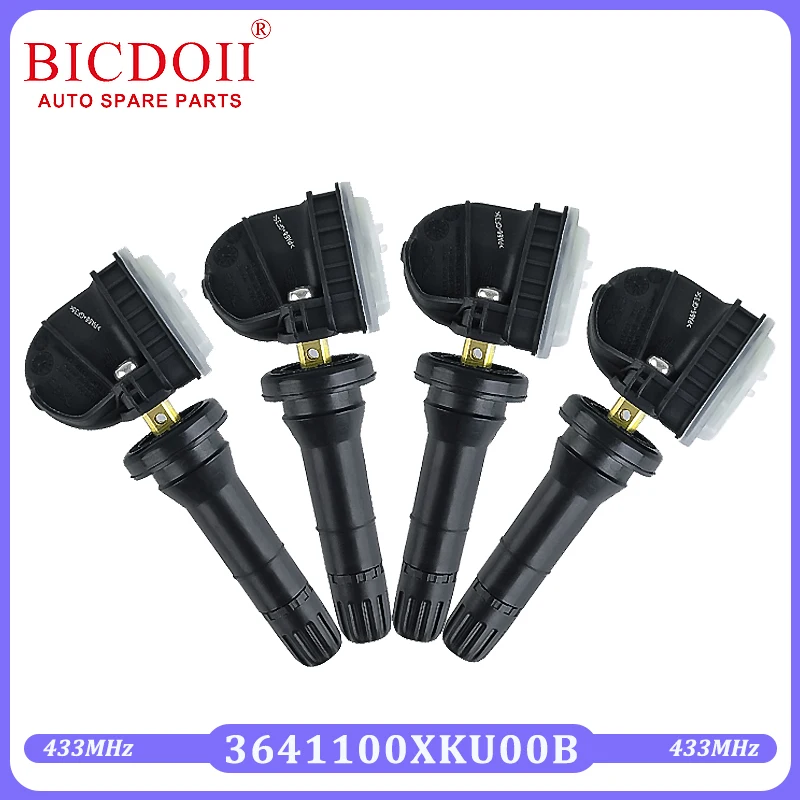 Conjunto de 1/2/4 pces 3641100xku00b preto sensor de monitor de pressão dos pneus do carro apto para great wall wingle c30 5 6 7ev 2018-2020 433mhz tpms
