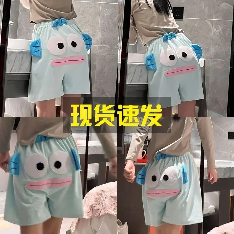 Hangyodon Anime Kawaii MINISO Pajama Pants Cute Cartoon Shorts Couples Casual Home Pants Clothing Lovely Gifts for Kids