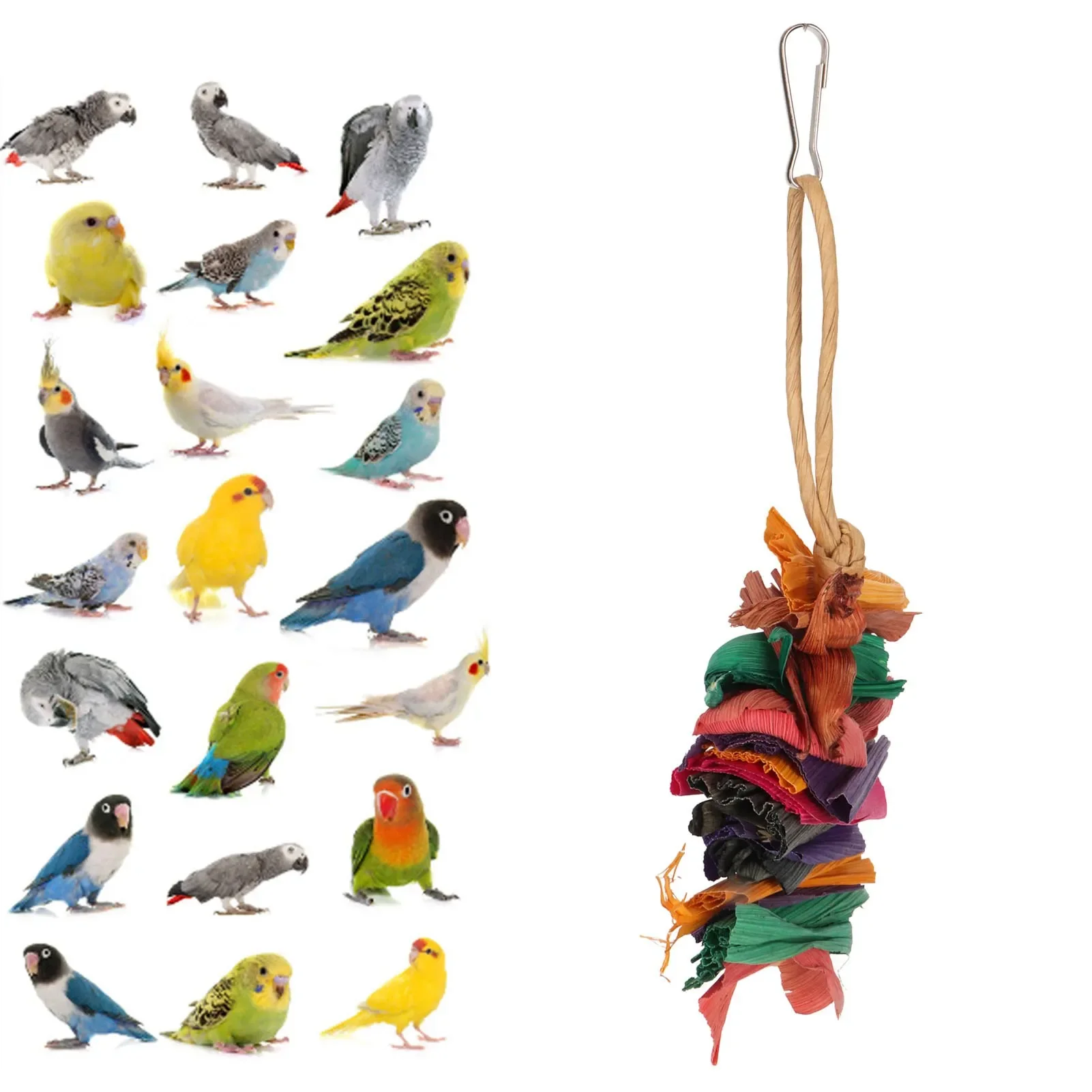 Parrot Chewing Toys Bite Resistant Hanging Toys Colorful Chew Toys Bird Bored Reduction Biting Toys For Indoor Outdoor