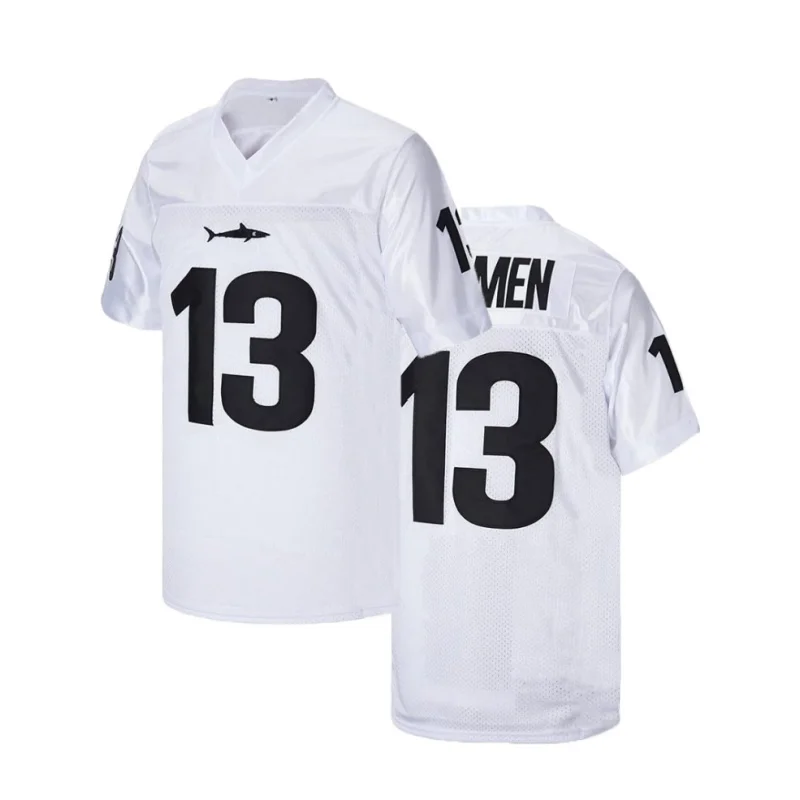 

Men's 13 White Letter Embroidered Sports American Football Jersey Loose Breathable Classic Retro Mesh Shirts