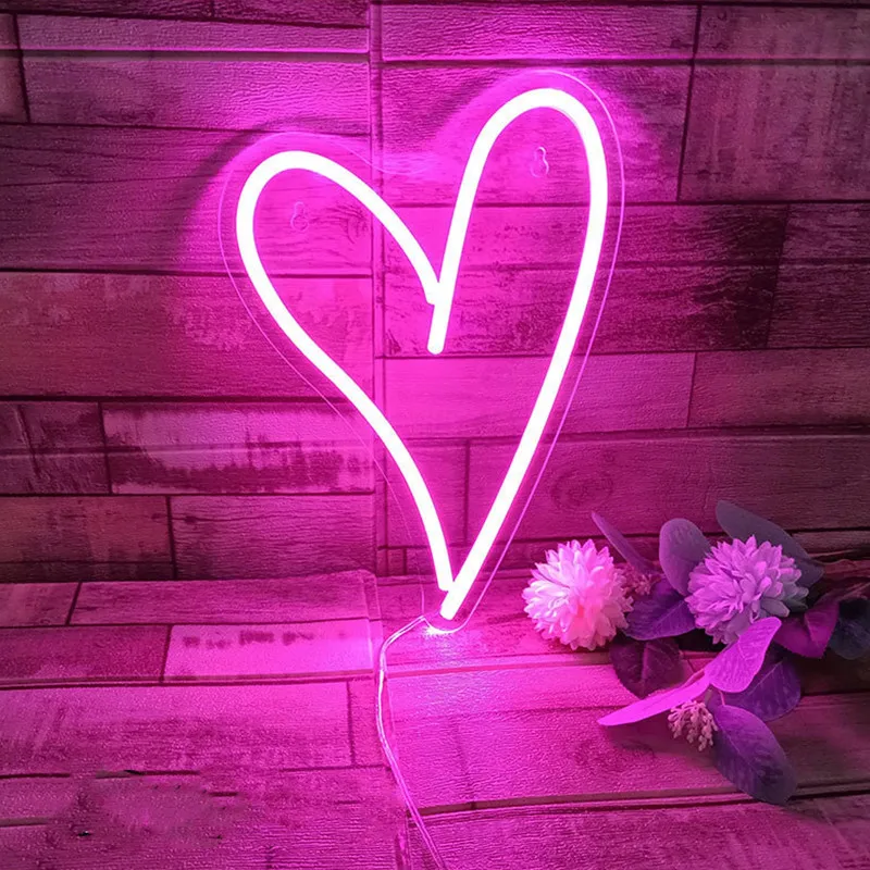 

Minimalist Heart LED Neon Sign, Heart Home Decor, Custom Wedding Party Wall Decor, Bedroom Neon Light Decor Love Art Neon Sign