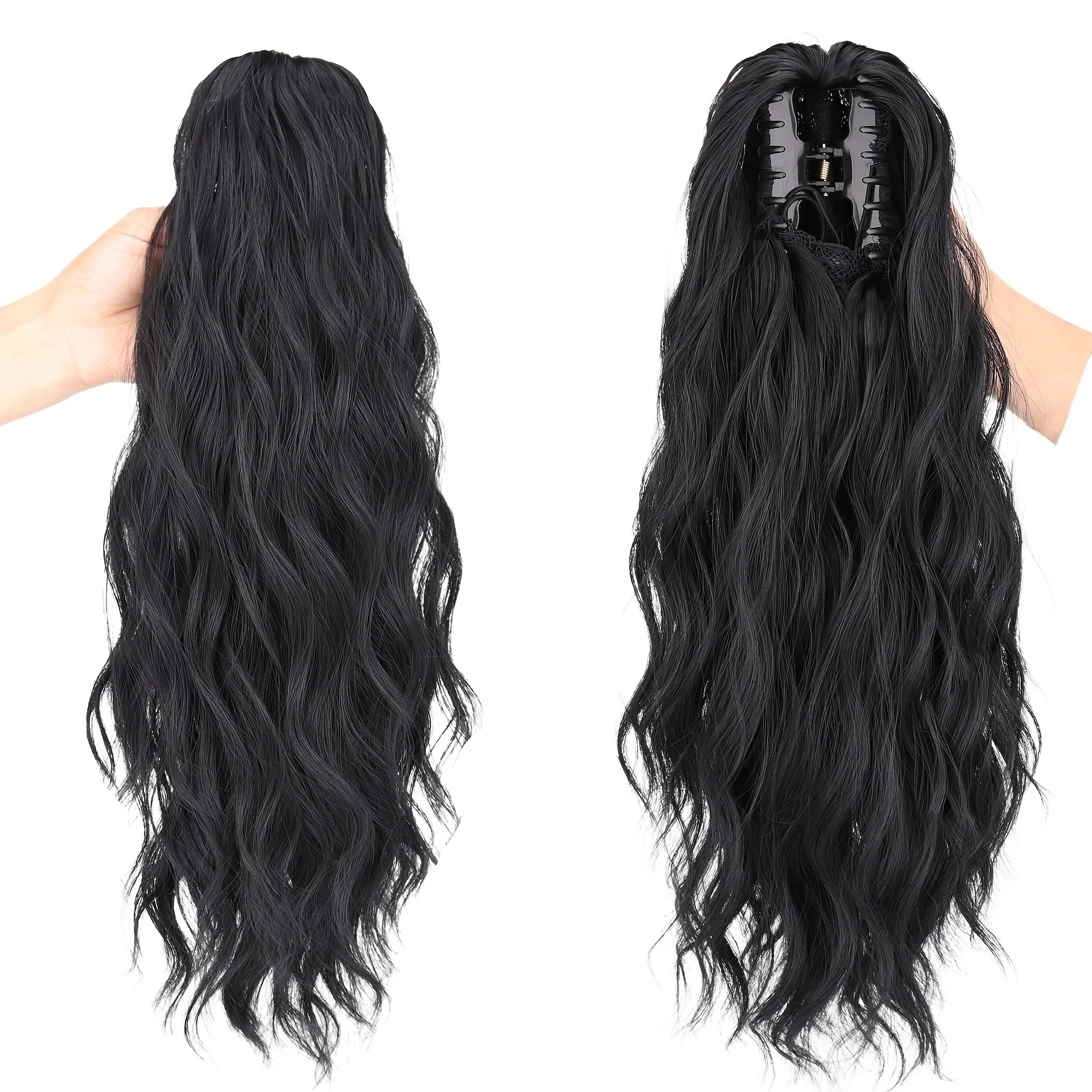 Blonde Klett-Haarspange für Pferdeschwanz, 16 Zoll, natürlicher, gewellter Pferdeschwanz, Clip-in-Haarverlängerung, dickes Pferdeschwanz-Haarteil für Frauen, für den täglichen Gebrauch