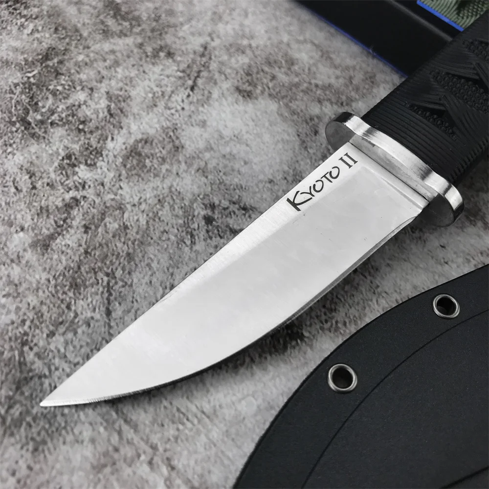 COLD Kyoto II Fixed Knife 8Cr13Mov Tanto Blade Reinforced Nylon Fiber Handle Hunting Tactical Knives Military Combat Tool