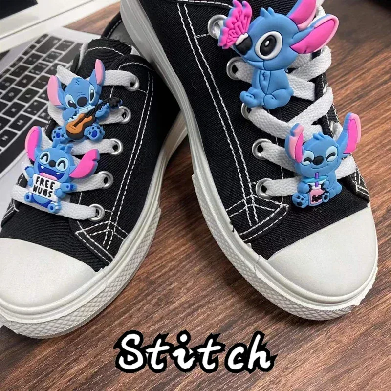 4Pcs Disney Stitch Cartoon Shoelace Buckle for Air Force One AF1 Canvas Shoes Shoes Buckle Cute Decorative Accessories Lace Lock