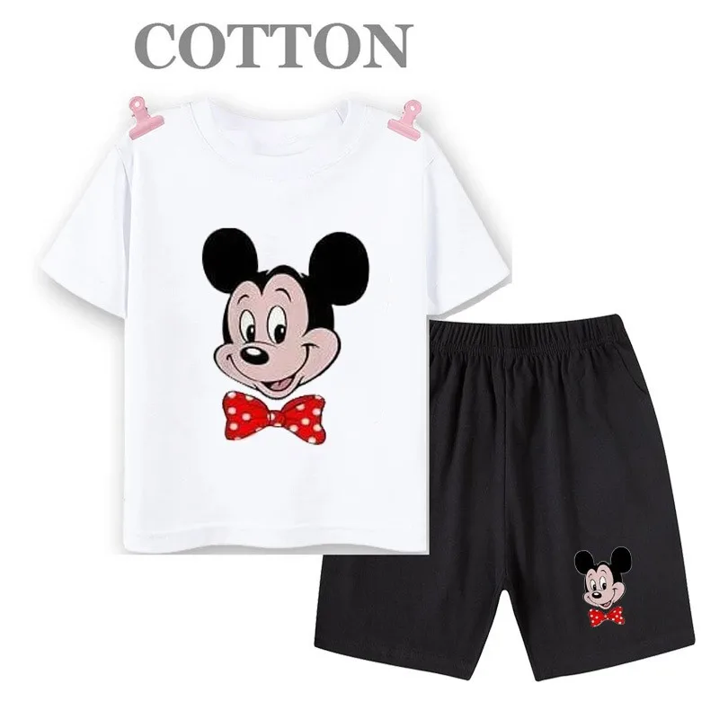 Summer Children's Cotton T-shirt Shorts Cartoon Children's Short-sleeved T-shirt + Pants Two-piece Girls Boys Short-sleeved Top