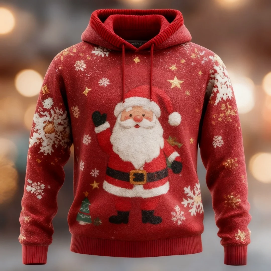 Men's and Women's Hoodies Santa Snowflake 3D Printed Sweatshirt Warm hoodie for man Street Winter Holiday Fashion Men's clothing