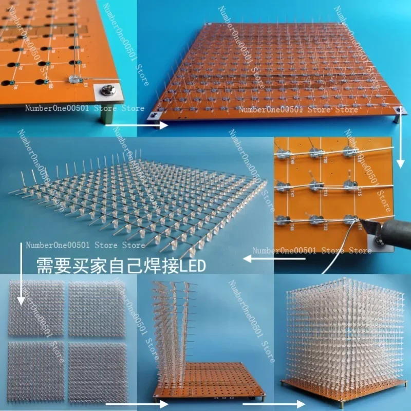 16x16x16 LED Cube DIY Solder Kit for Programmable Animations DIY Electronics Project