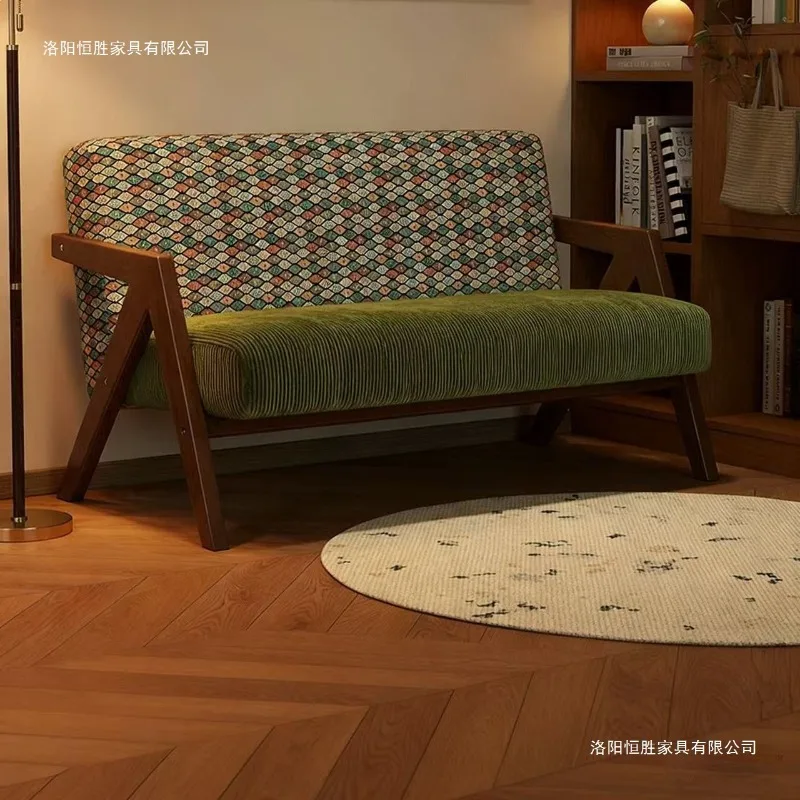 Solid wood sofa chair French antique balcony living room chair bedroom chair comfortable leisure lazy multi-person sofa