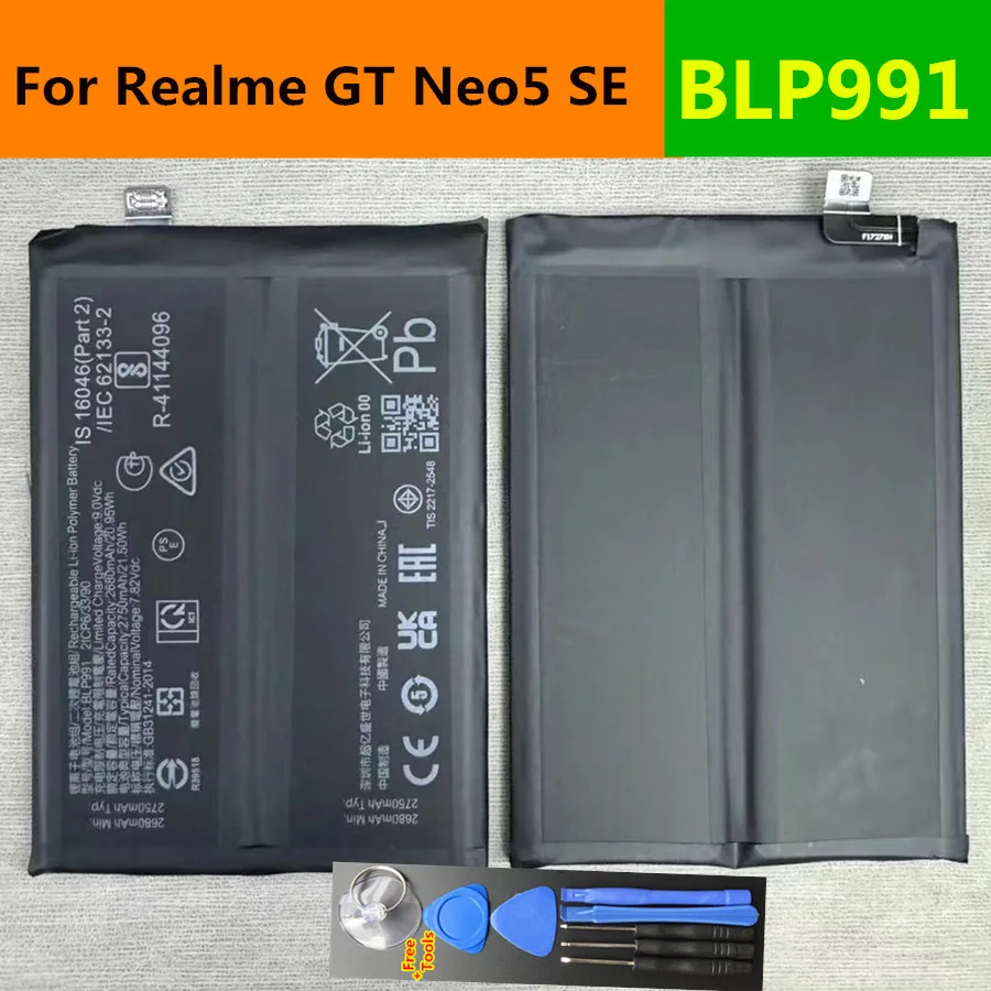 Original Battery For Oppo Realme GT Neo5 SE, Neo 5 SE ,Neo 5SE RMX3700 New High Quality 5500mAh BLP991 Mobile Phone