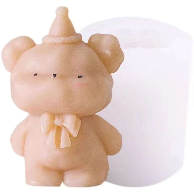 Ins Bear Candle Cake Decoration Cute Bear Baking Silicone Mo