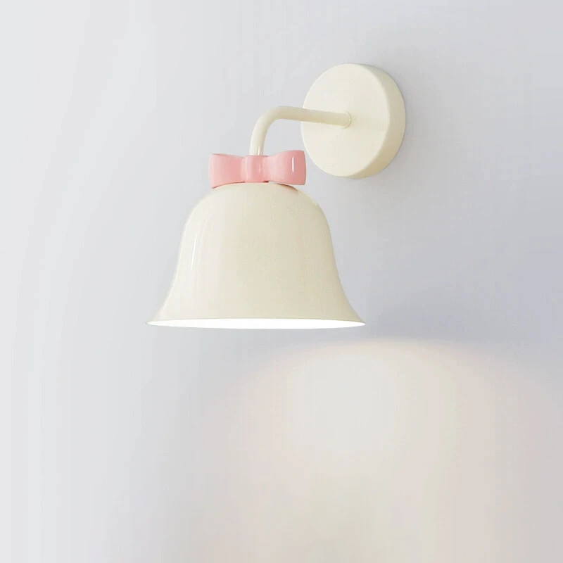 French Cream Style Bow Bell Wall Lamps Children's Room Princess Room Decor Lamp Minimalist Warm Girl Bedroom Bedside Wall Lights