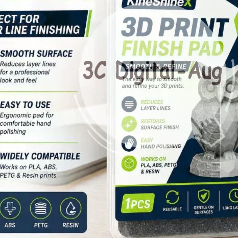 3D Printing Layer Smoothing Pad Durable Hand Polishing Finish Tool for 3D Printed Resin PLA Model Refinishing