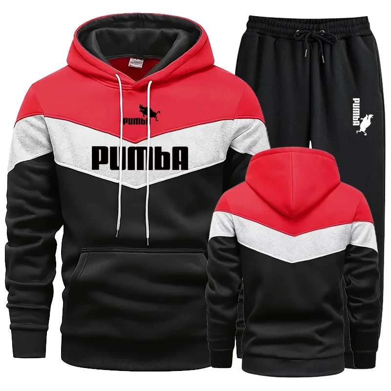 핫세일 남성 트레이닝복 프린트 캐주얼 스웨트셔츠 스포츠 조깅 남성 의류 싱글피스 후드 팬츠 가을 겨울 스포츠웨어