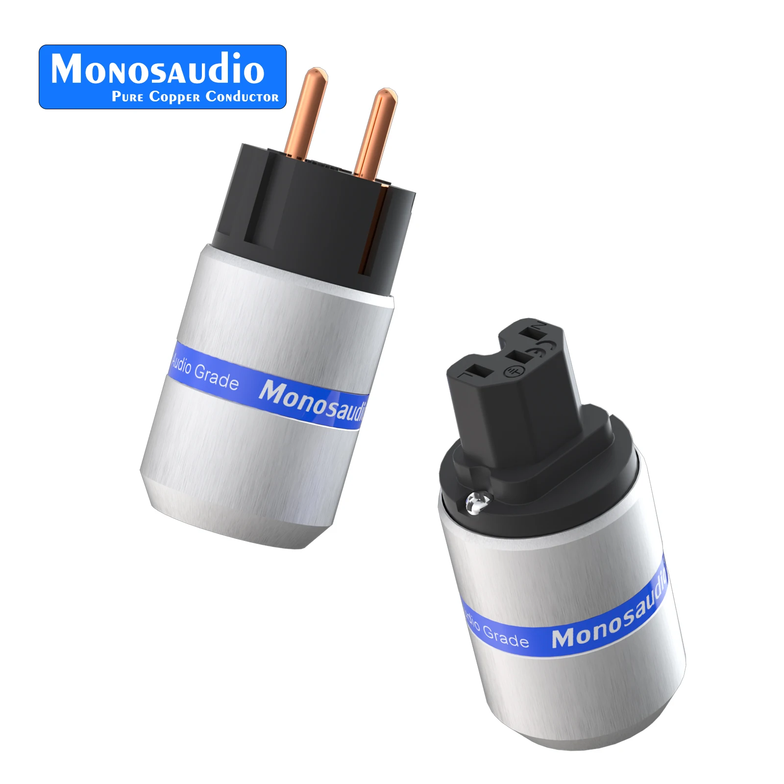 Monosaudio ue schuko plugue de alimentação cobre puro 24k ouro ródio conector cabo alta fidelidade áudio adaptador tomada alimentação da ue e106/f106