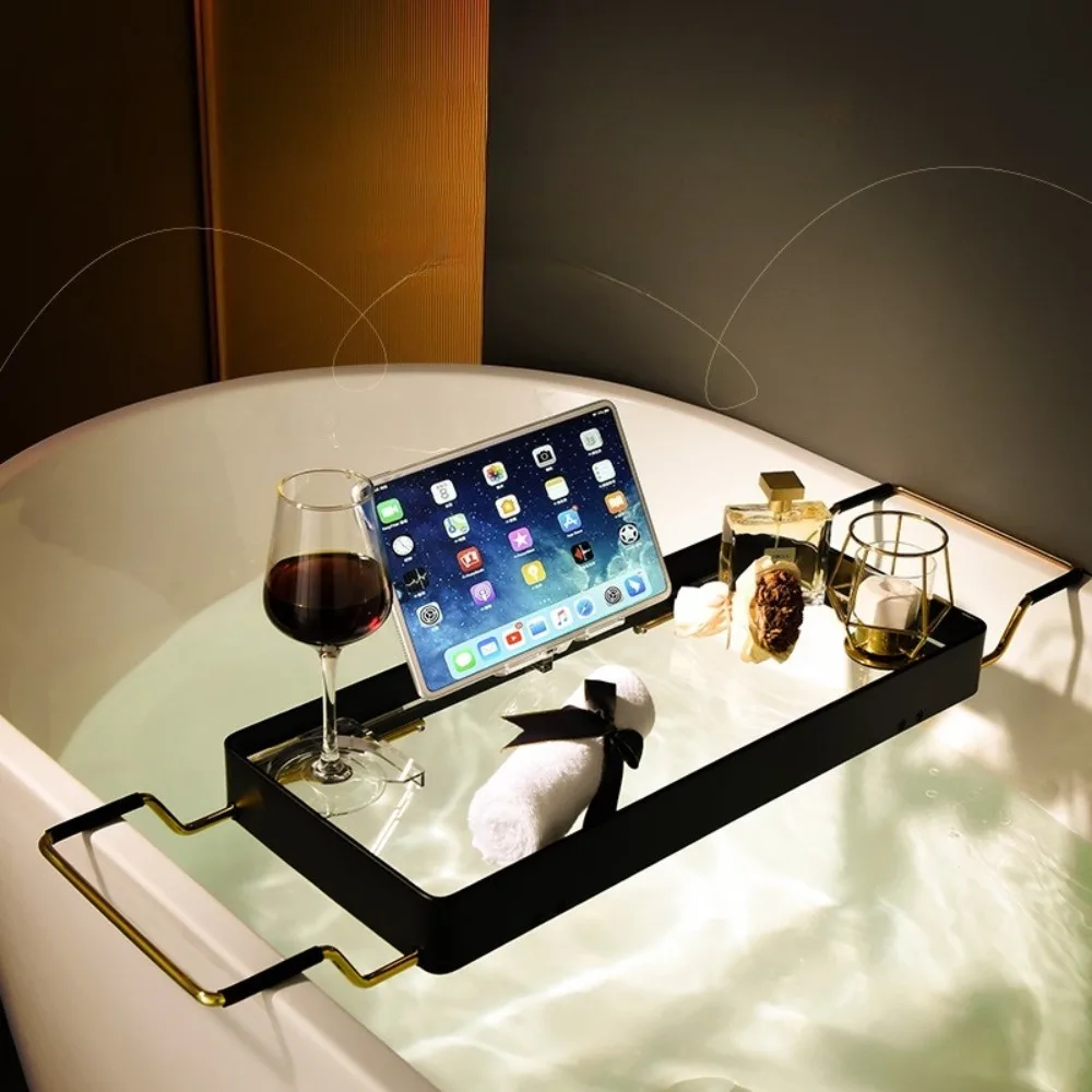 

Aluminum Alloy Acrylic Bathtub Shelf Extendable Bathroom Bathtub Tray Anti-slip Spa Storage Rack Tray Bathroom Accessories