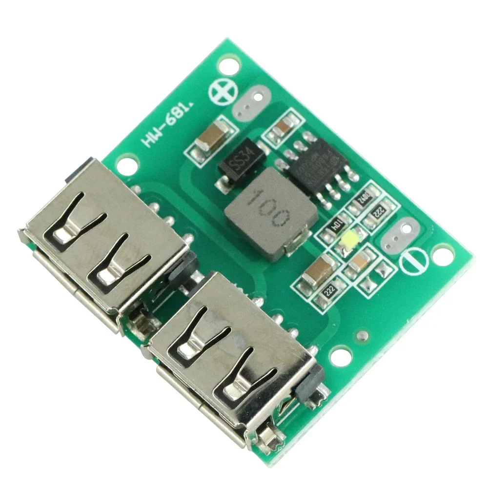 Módulo regulador de carga de coche para arduino, cargador reductor de DC-DC de 9V, 12V, 24V a 5V, salida USB Dual, voltaje Buck 3A