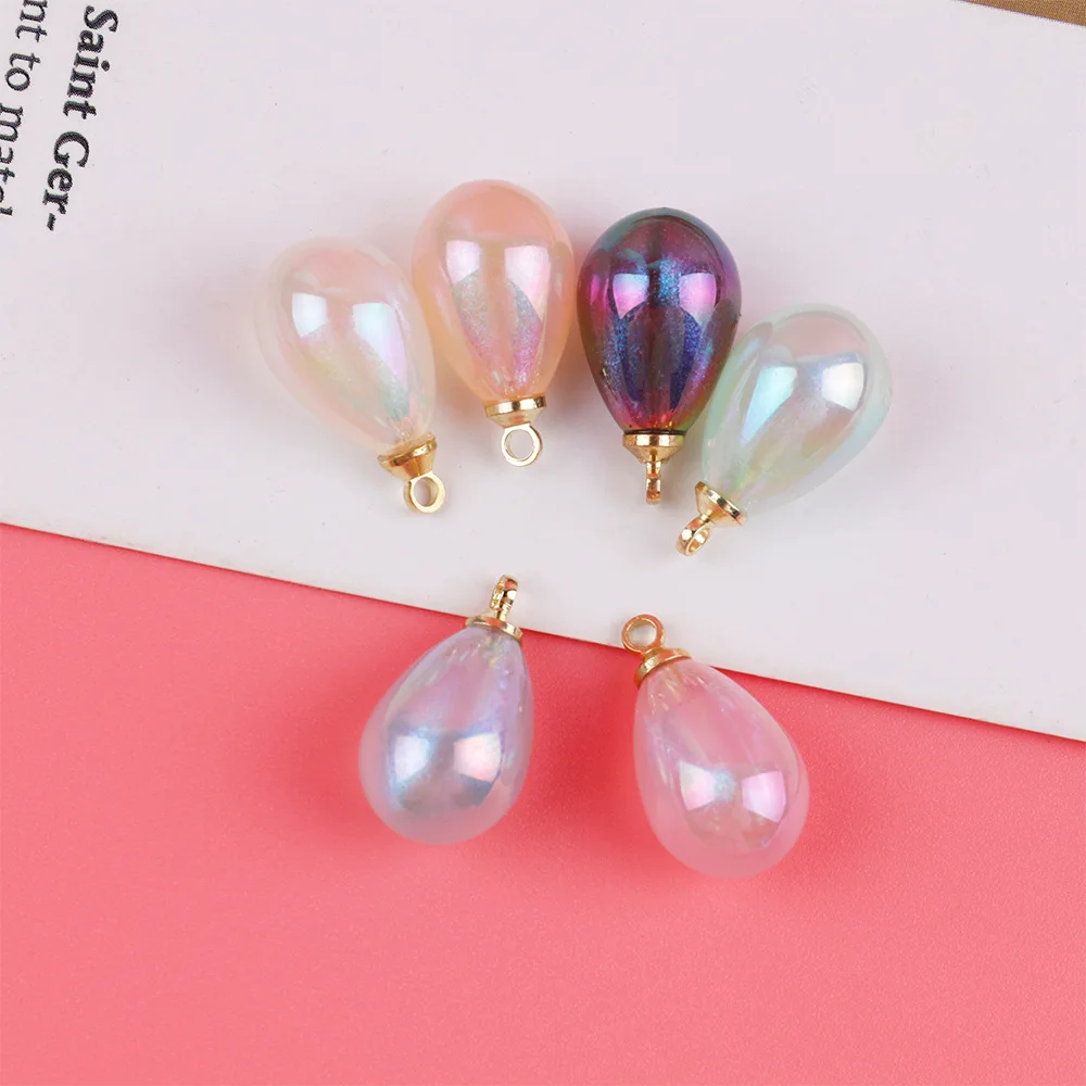 Z14 5Pcs 10mmx18mm Design Sense Illusory Color Mini Acrylic Pearl Water Drop Chars Beads Jewelry Making DIY Necklace Ornaments