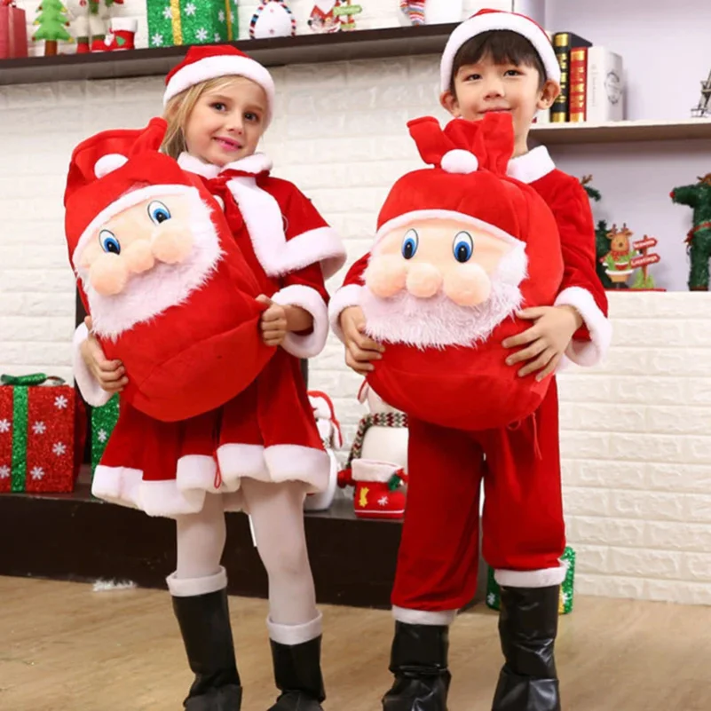 

1/2pcs Santa Claus Backpack Gift Bag Red Christmas Decoration Supplies High-end Gold Velvet Large Capacity Present Candy Bag