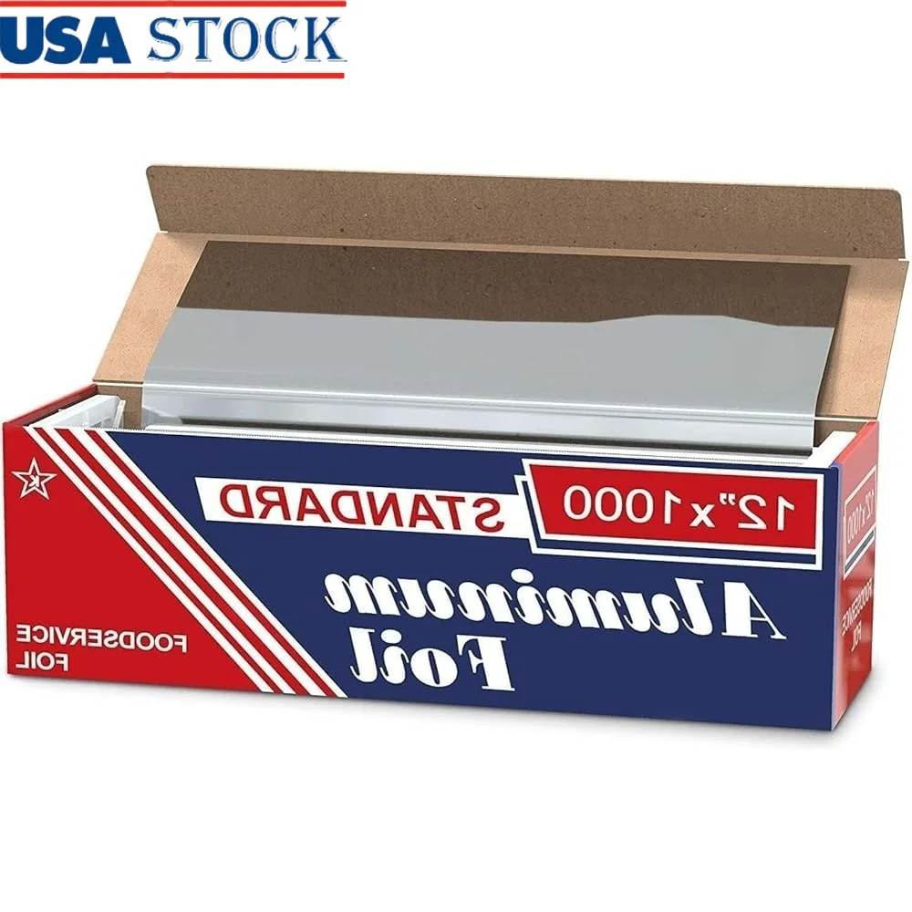 

Aluminum Foil 12 Inch x 1000 FT Food Safe Cooking Baking Grilling Wrap Tear Resistant Food Storage Roll Standard 6 Count
