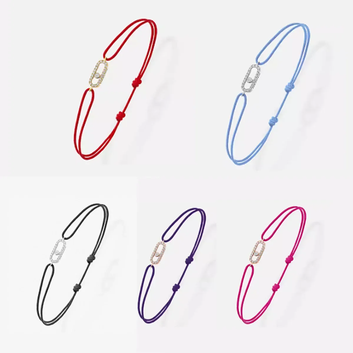 

MXK European and AmericanLuxury Classic Five Color Rope Chain Single Diamond S925 Silver Exquisite Bracelet Suitable for Wearing