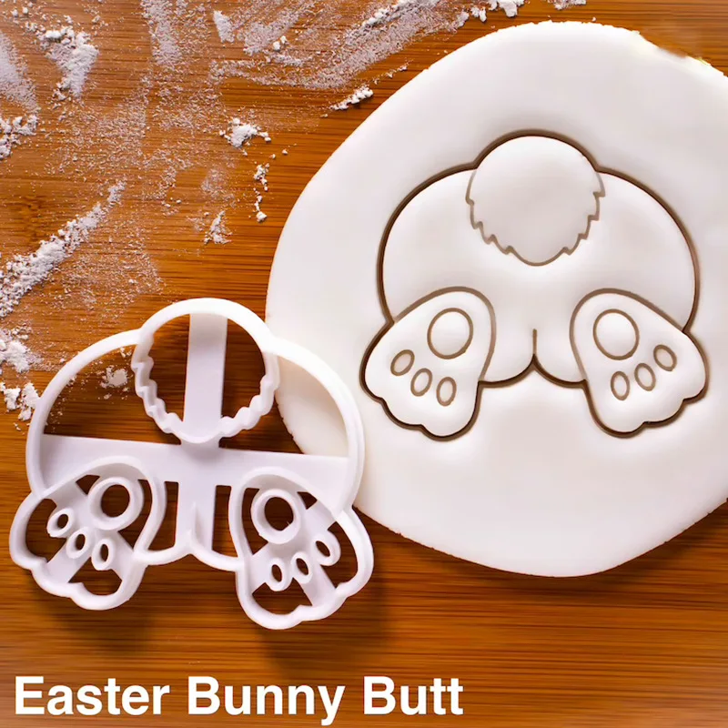 Happy Easter Egg Cookie Embosser Mold Cute Bunny Chick Shaped Fondant Icing Biscuit Cutting Die Set Baking Cake Decoating Tool