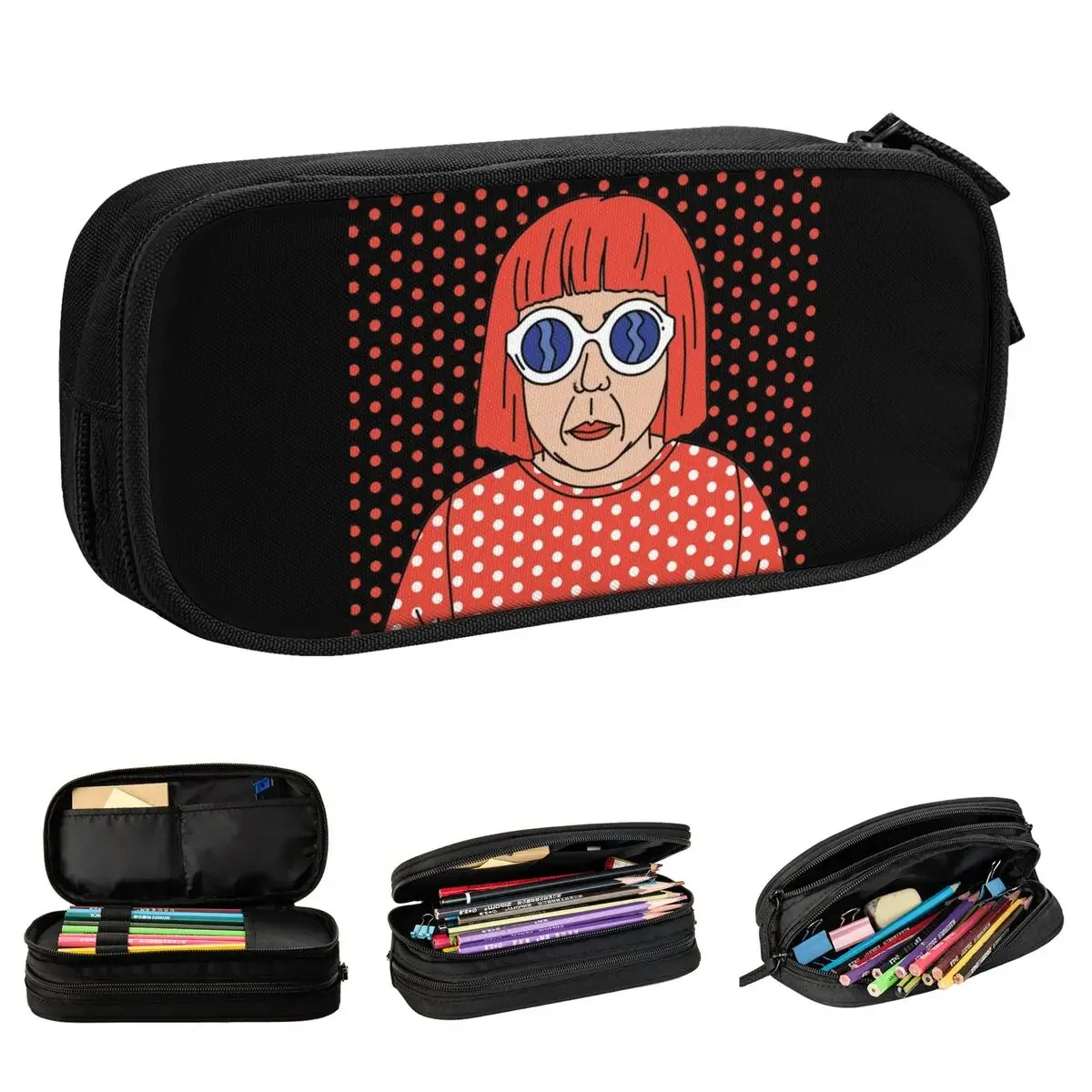 Yayoi Kusama Anime Pencil Case Lovely Polka Pop Aesthetic Pen Bag Girls Boys Big Capacity Students School Gifts Pencilcases