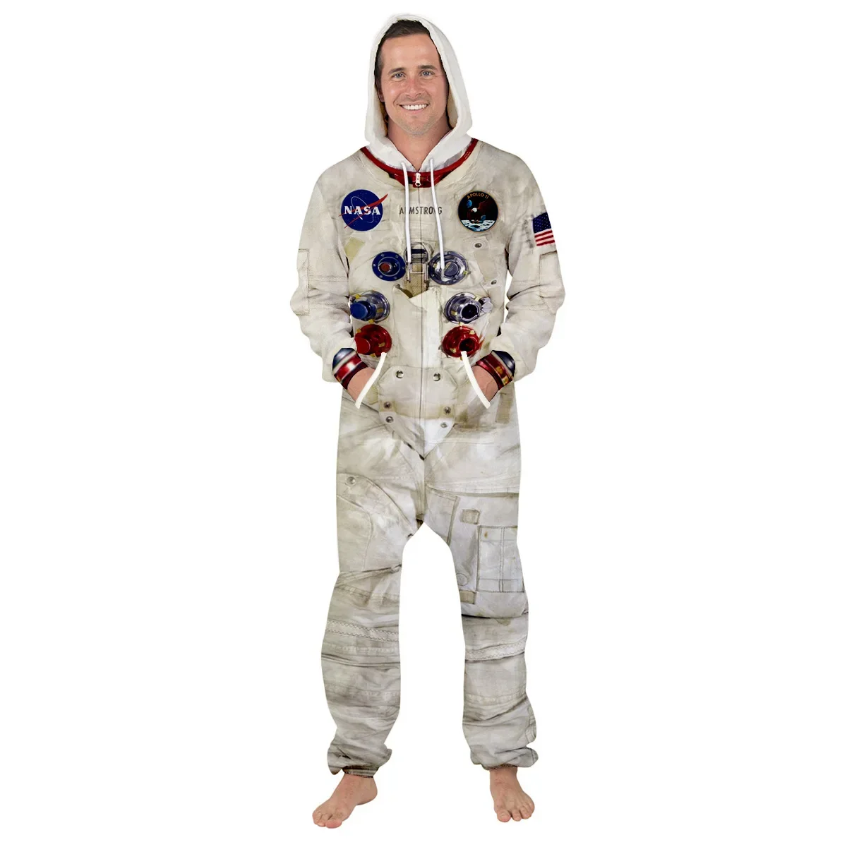 Mono con capucha para mujer adulta, mono grueso con estampado Digital 3D de astronauta del universo espacial, de manga larga, informal, Unisex,