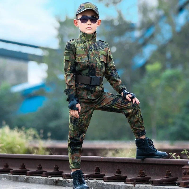 Traje de camuflaje para niños, traje de rendimiento de manga larga, traje de entrenamiento militar al aire libre, Primavera