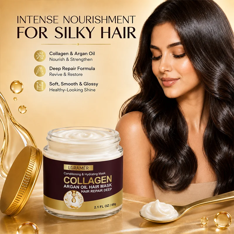 Argan Oil Collagen Keratin Repair Hair Mask, Intense Conditioning Moisturize Dry Locks, Fix Damage, Anti-Breakage & Fade Split