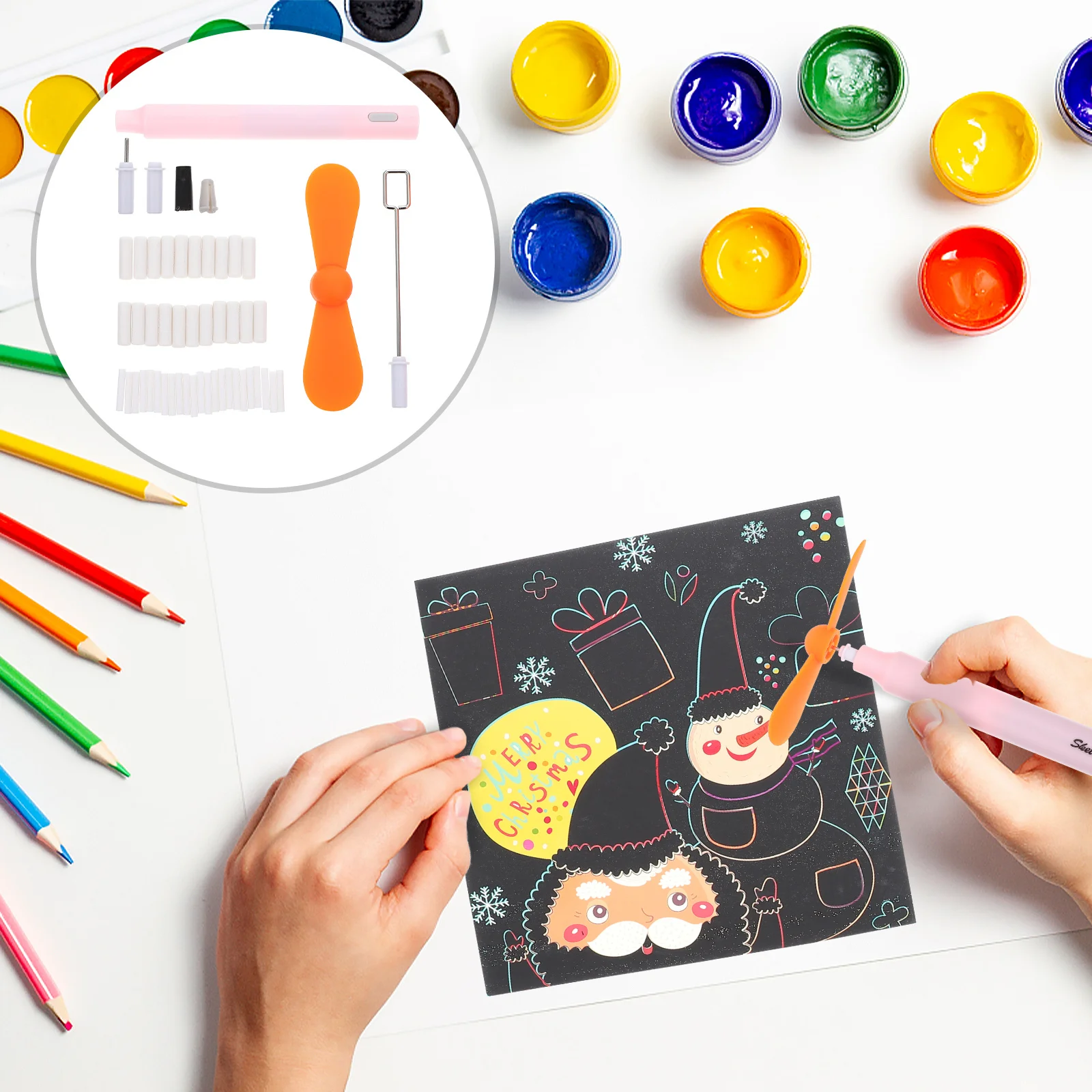 

1Set Electric Eraser Set Portable Fine Detail Pencil Eraser Sketching Painting Drying Fan Tool for School Supplies