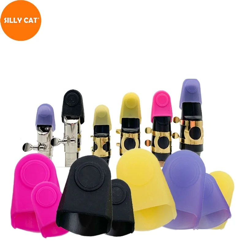 

Colorful Silicone Soft Alto Tenor Soprano Saxophone Mouthpiece Cap Bb Clarinet Bakelite Metal Mouthpiece Protective Soft Sleeve