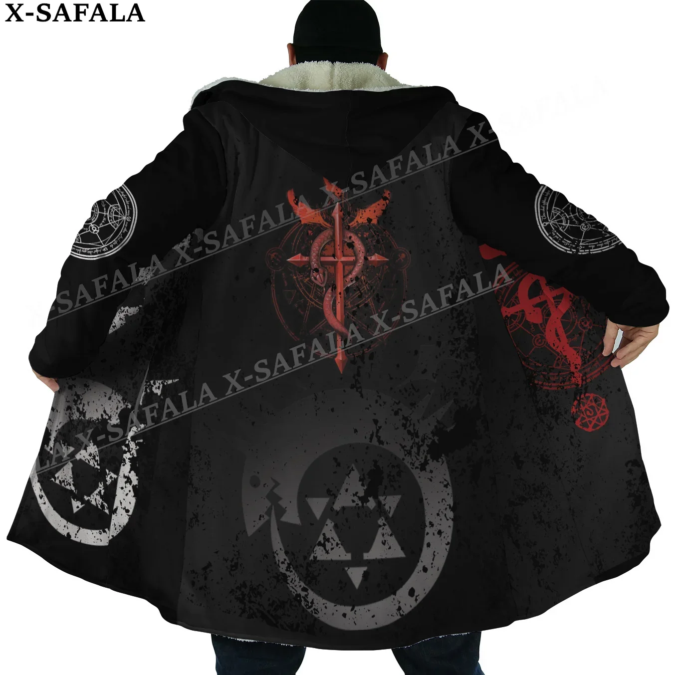 

Edward Elric Fullmetal Alchemist Overcoat Coat 3D Print Thick Warm Hooded Cloak Men Windproof Fleece Unisex Casual