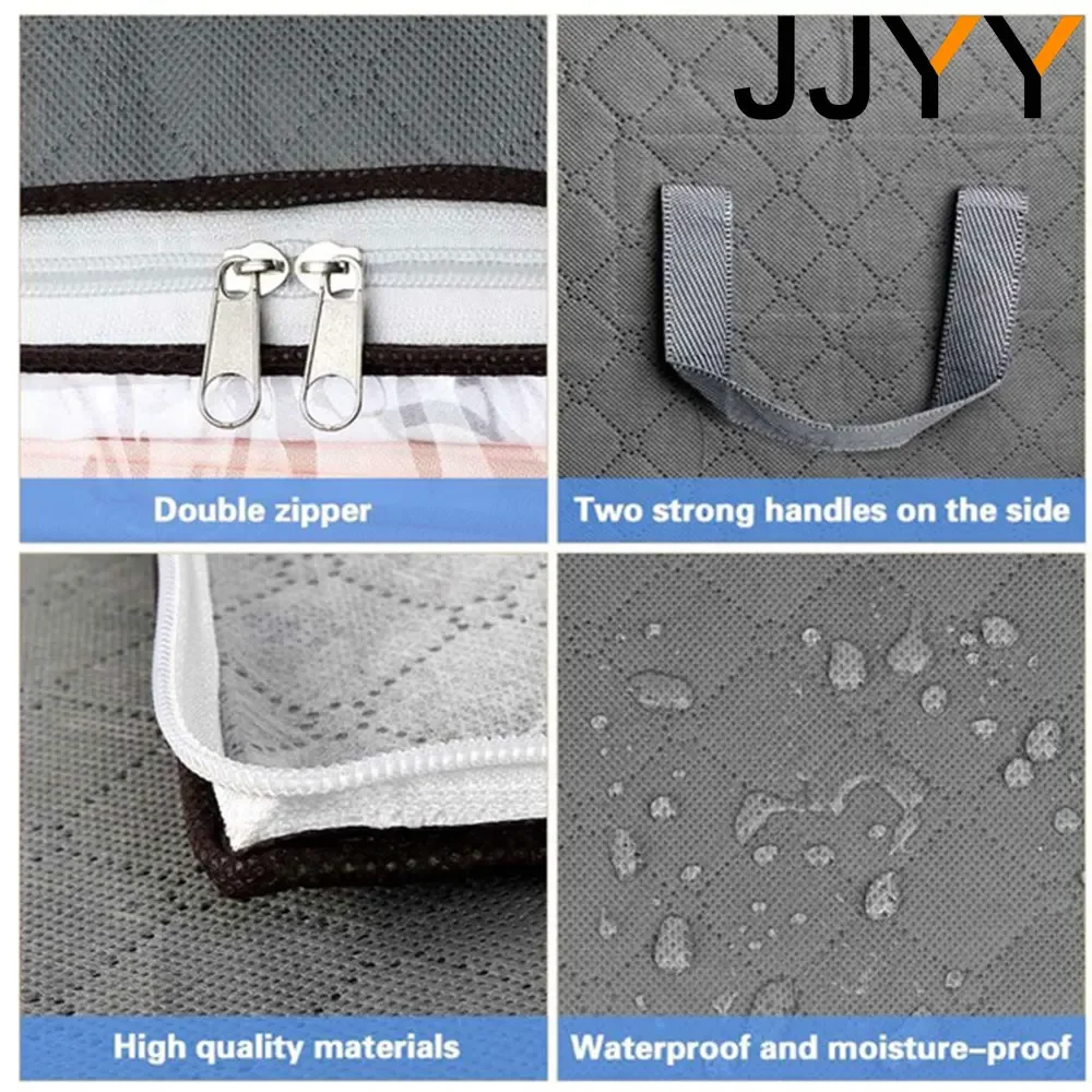 JJYY Foldable Clothes Quilt Storage Bag Waterproof Oxford Cloth Clothes Transparent Window Clothes Wardrobe Storage Bag