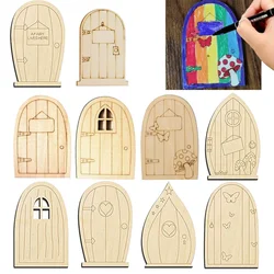 6pcs/set Wooden Mini Fairy Door Craft DIY Painting Ornaments For Home Garden Landscape Decorations Kids Birthday Gifts Supplies