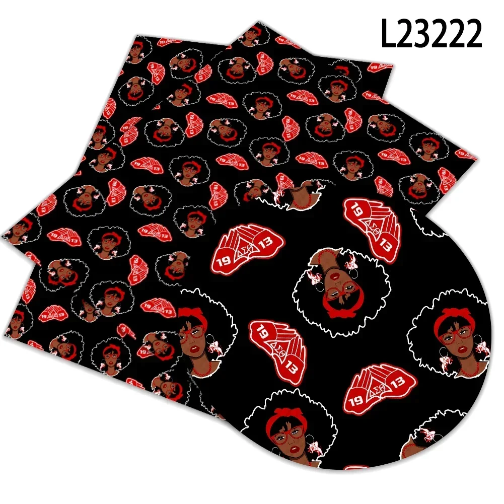 22*30cm Delta Sigma Theta Sorority Red Print Pattern Artificial Faux Leather Cross Pattern for DIY Bag Earring Craft Making - view 5