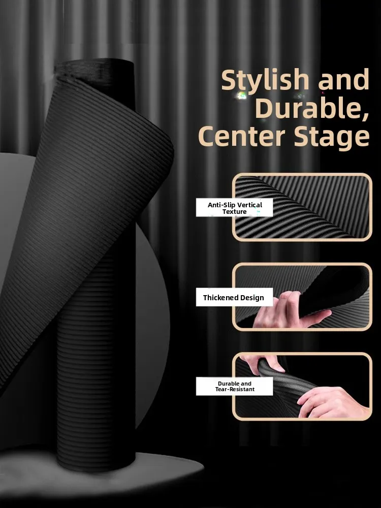 

Мужской коврик для йоги для фитнеса, нескользящий коврик для домашнего использования для начинающих, прочный удобный однотонный материал NBR