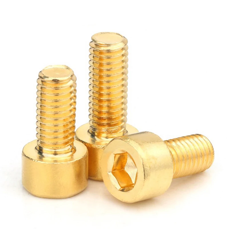 10pcs/lot M3 M4 M5 M6 M8 Pure Brass Hex Hexagon Socket Cap Head Screws DIN912