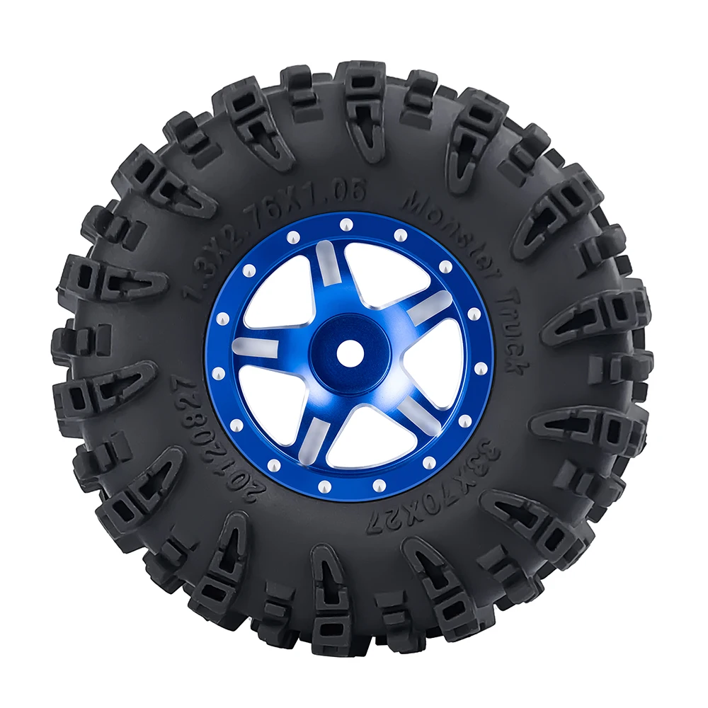 

TRINOOD 4PCS 1.3" Wheel tires Rubber Tyre Beadlock Wheel Rim Tire Set for 1/18 TRX4M 1/24 SCX24 RC Crawler Car