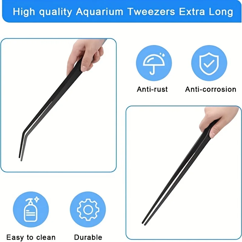 Ultra Long Tweezers  Water Grass Tweezers  Insect Trap  Anti Slip Large Tweezers  Stainless Steel Aquarium Water Tank Clamp