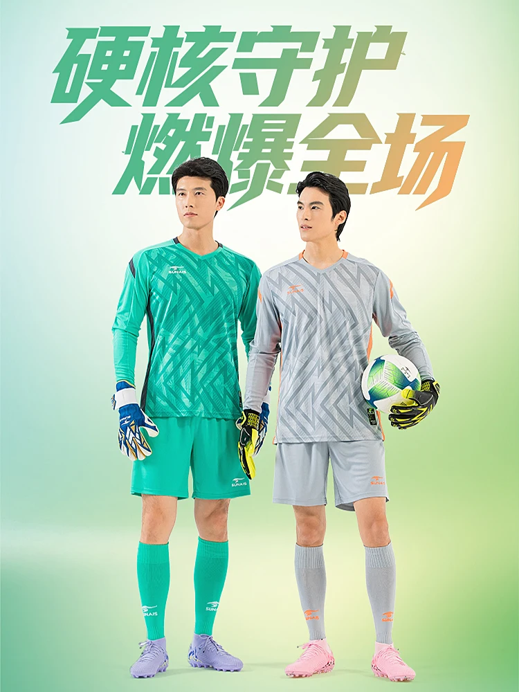 sunais-men's-goalkeeper-jersey-kids-long-sleeve-football-uniform-kit-soccer-shorts-and-socks-breathable-quick-dry-training-gear